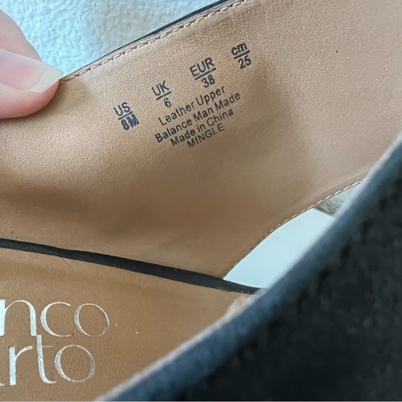 Franco Sarto 8 Black Wedge Leather Sandals - Picture 8 of 8